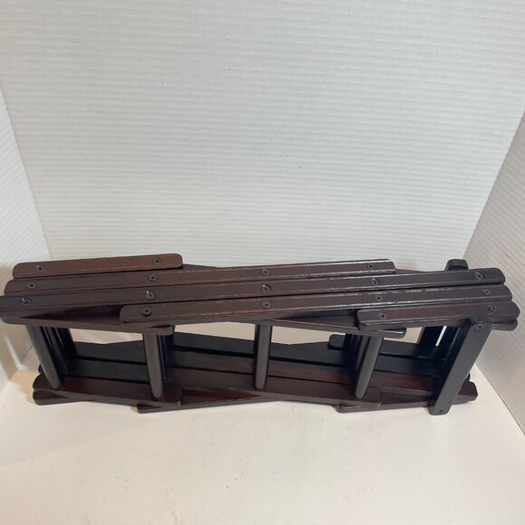 Vintage Expandable Wooden Magazine Rack / Organizer In Dark Wood Finish - Picture 7 of 11